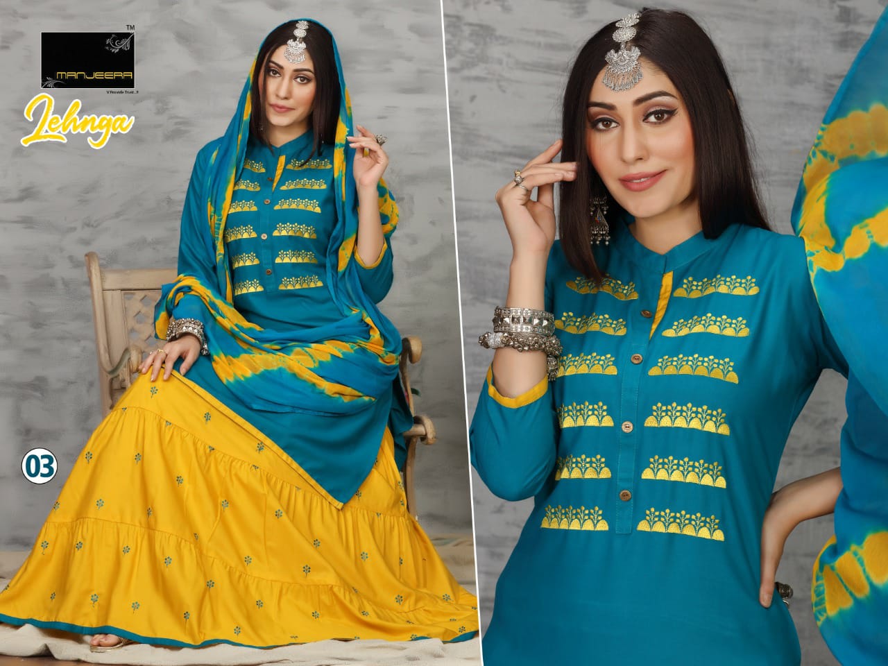Majeera Lehnga Festive Wear Rayon Printed Ready Made Collection